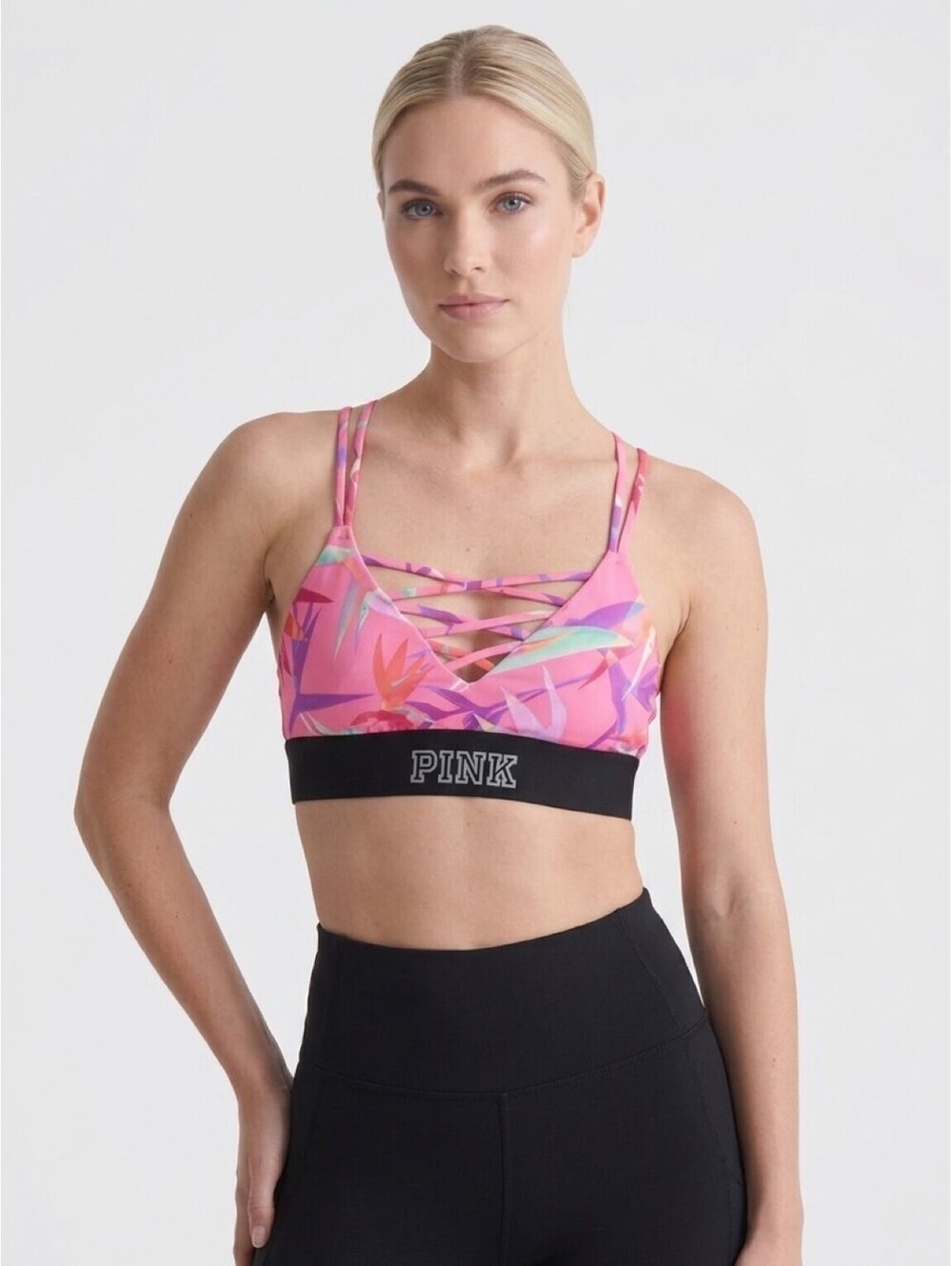 Victoria's Secret PINK Ultimate Unlined Sports Bra Pink Floral Print Size S